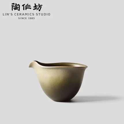 陶作坊 陶制茶具茶道扁茶海-绿黄 陶作坊 陶制茶具茶道扁茶海-绿黄