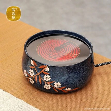 莺歌烧电陶炉(蓝底樱花) 莺歌烧电陶炉(蓝底樱花)